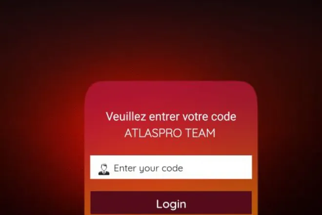 Écran de l'application qui invite à saisir son code d'accès